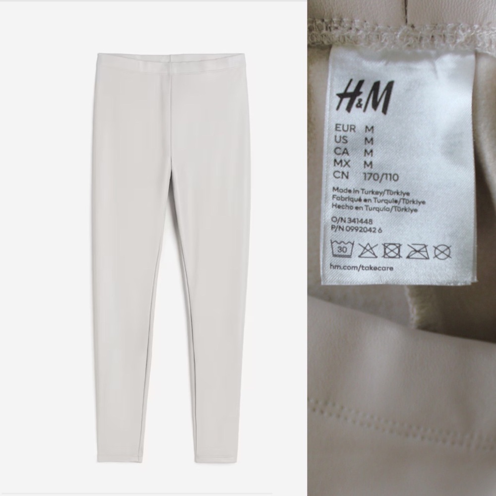 H&M Coated Leggings Light Greige Medium Preowned